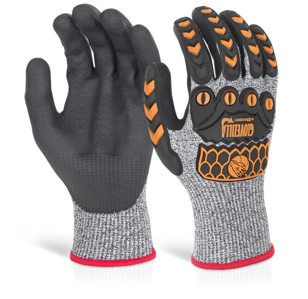 GLOVEZILLA NITRILE PALM COATED GLOVE GREY M