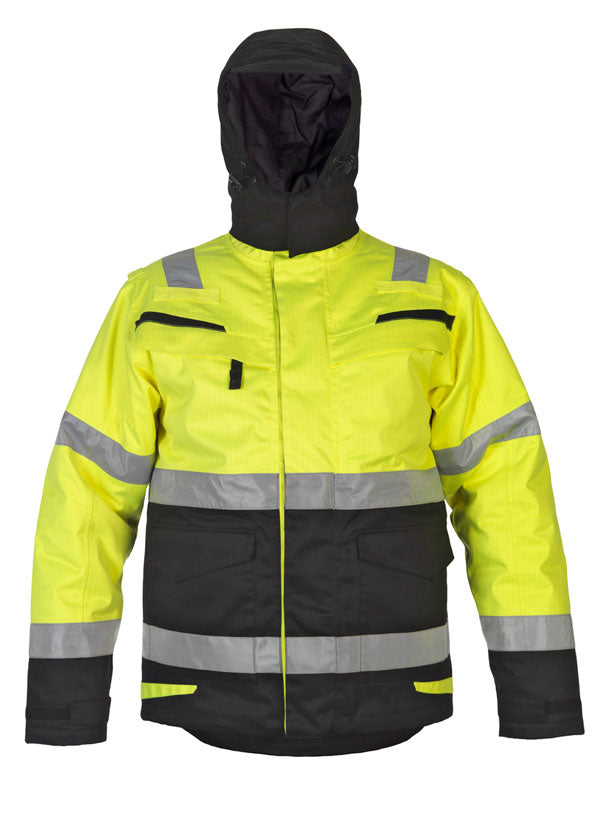 MATLOCK MULTI CVC WATERPROOF HIGH VISIBILITY FIXED LINING ARC PARKA SATURNYELLOW/BLACK