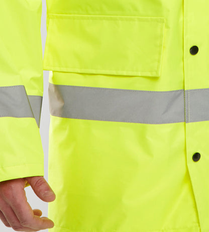 LIGHTWEIGHT HI-VIS EN471 SAFETY WATERPROOF JACKET SATURN YELLOW