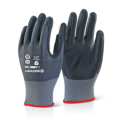 NITRILE PU MIX COATED GLOVE BLACK/GREY M