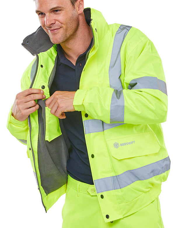 LOCHS BOX -HIGH VISIBILITY FLEECE LINED BOMBER JACKET SATURN YELLOW XXXL