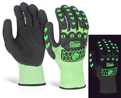 GLOVEZILLA GLOW IN THE DARK FOAM NITRILE GLOVE ORANGE M
